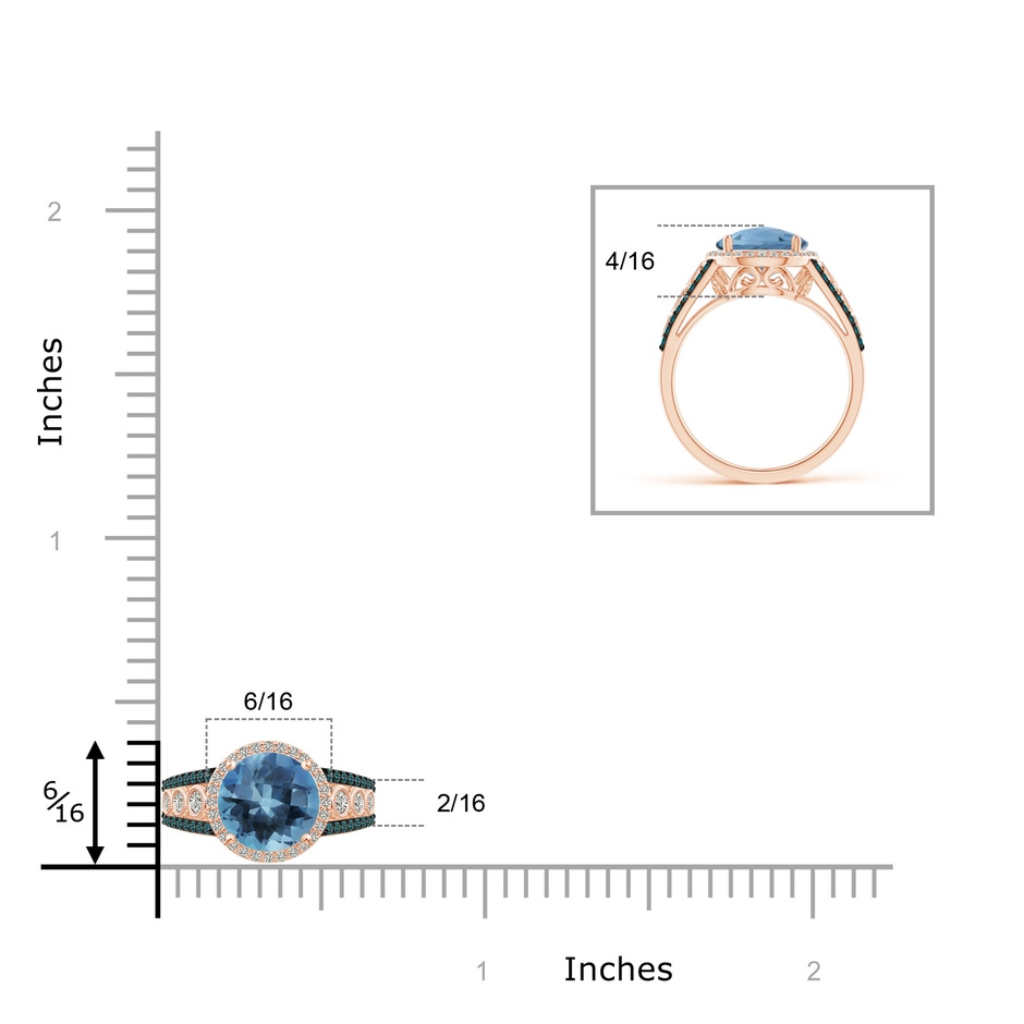 8mm A Round London Blue Topaz Halo Regal Ring with Diamond Accents in Rose Gold product image