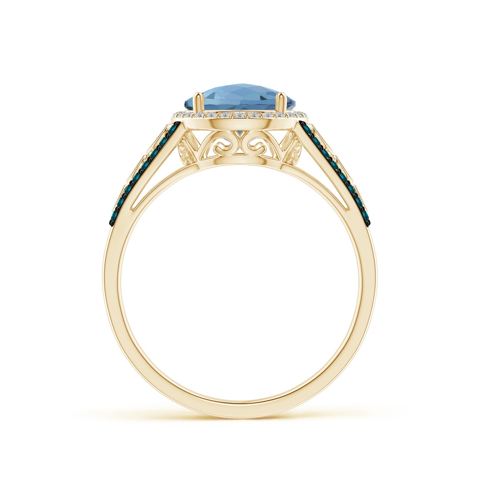 8mm A Round London Blue Topaz Halo Regal Ring with Diamond Accents in Yellow Gold product image
