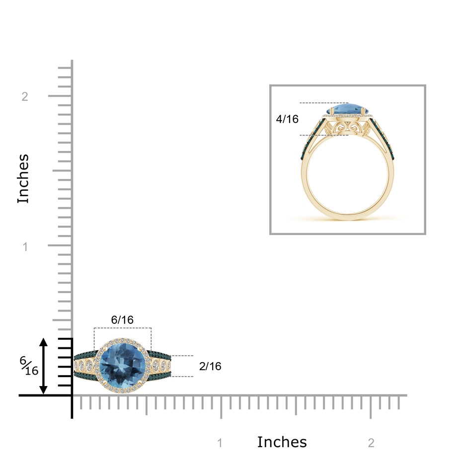 8mm A Round London Blue Topaz Halo Regal Ring with Diamond Accents in Yellow Gold product image
