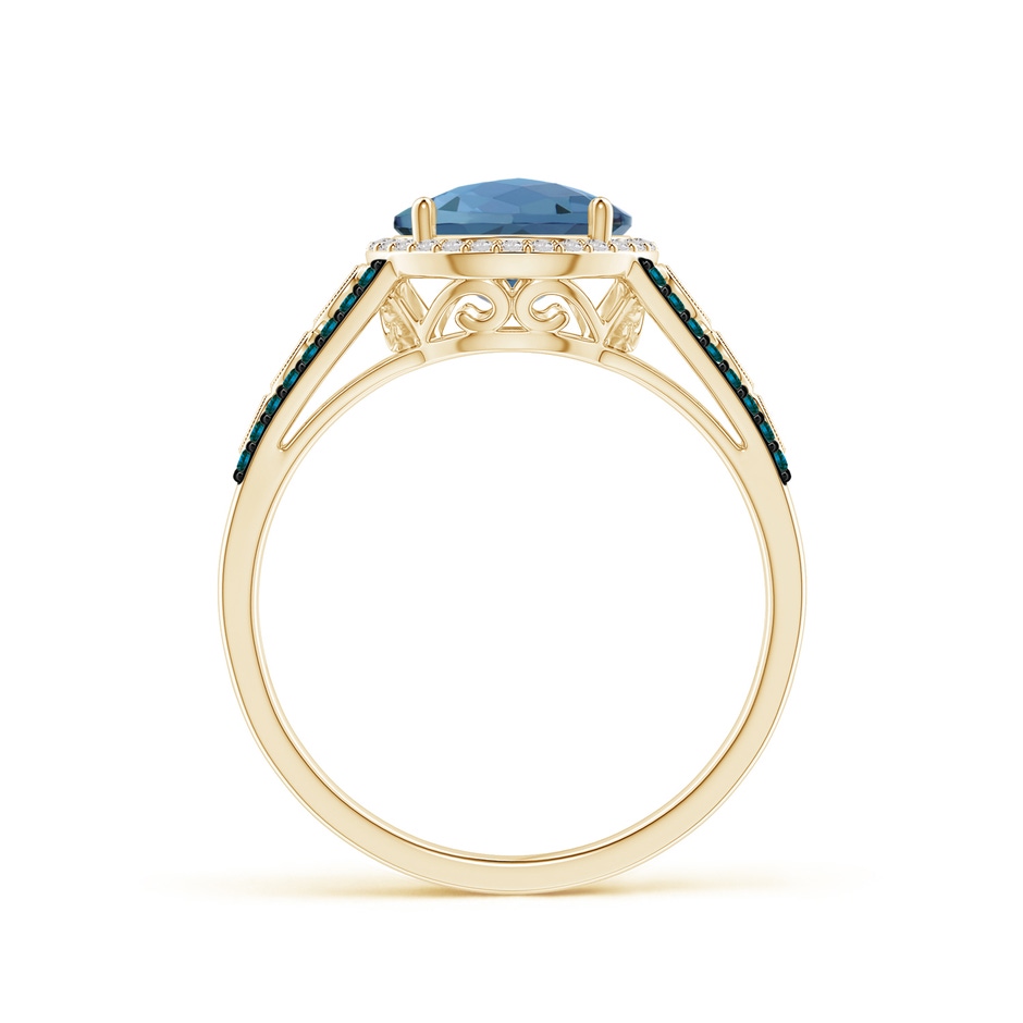 8mm AA Round London Blue Topaz Halo Regal Ring with Diamond Accents in Yellow Gold product image