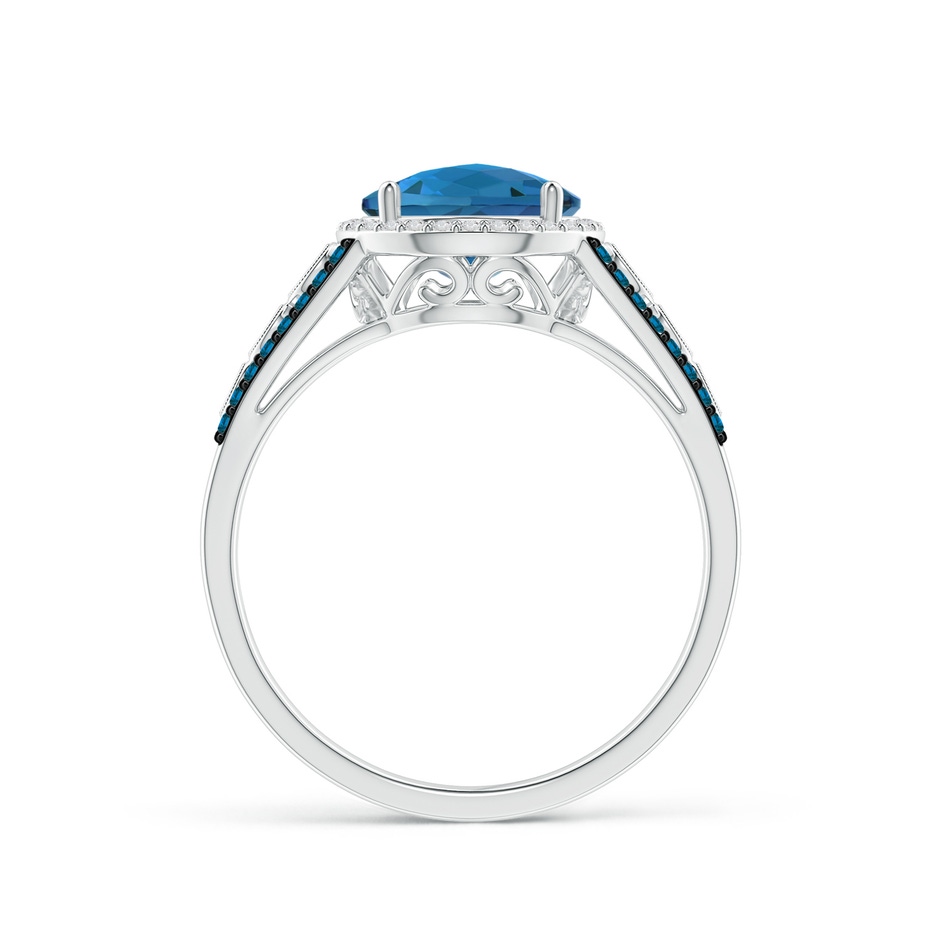 8mm AAA Round London Blue Topaz Halo Regal Ring with Diamond Accents in White Gold product image