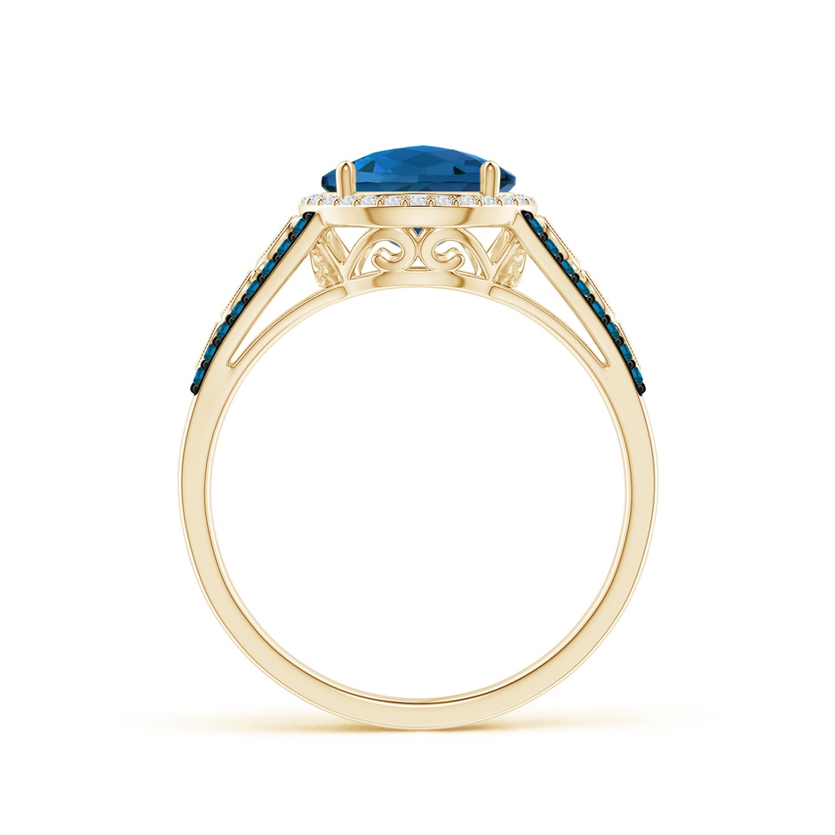 8mm AAAA Round London Blue Topaz Halo Regal Ring with Diamond Accents in Yellow Gold product image