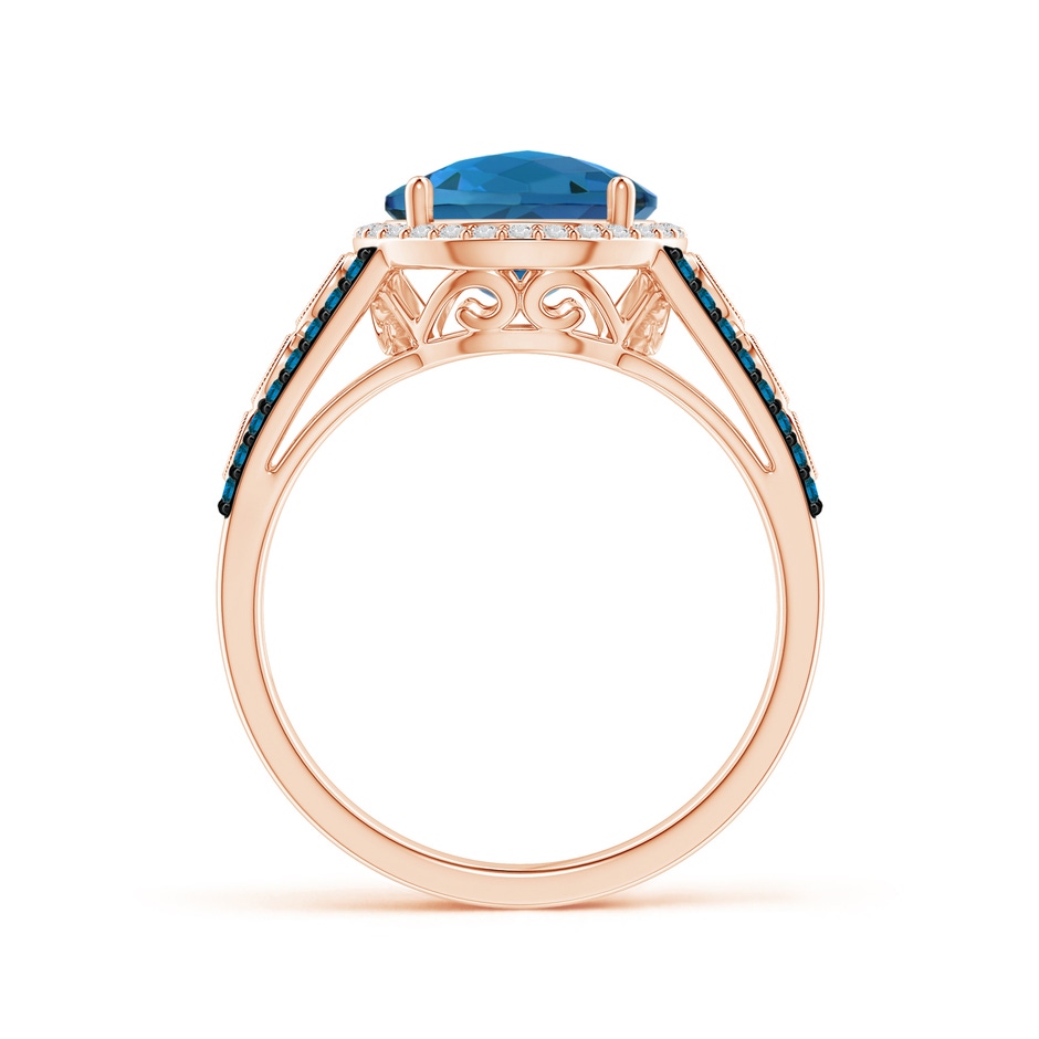 9mm AAA Round London Blue Topaz Halo Regal Ring with Diamond Accents in Rose Gold product image