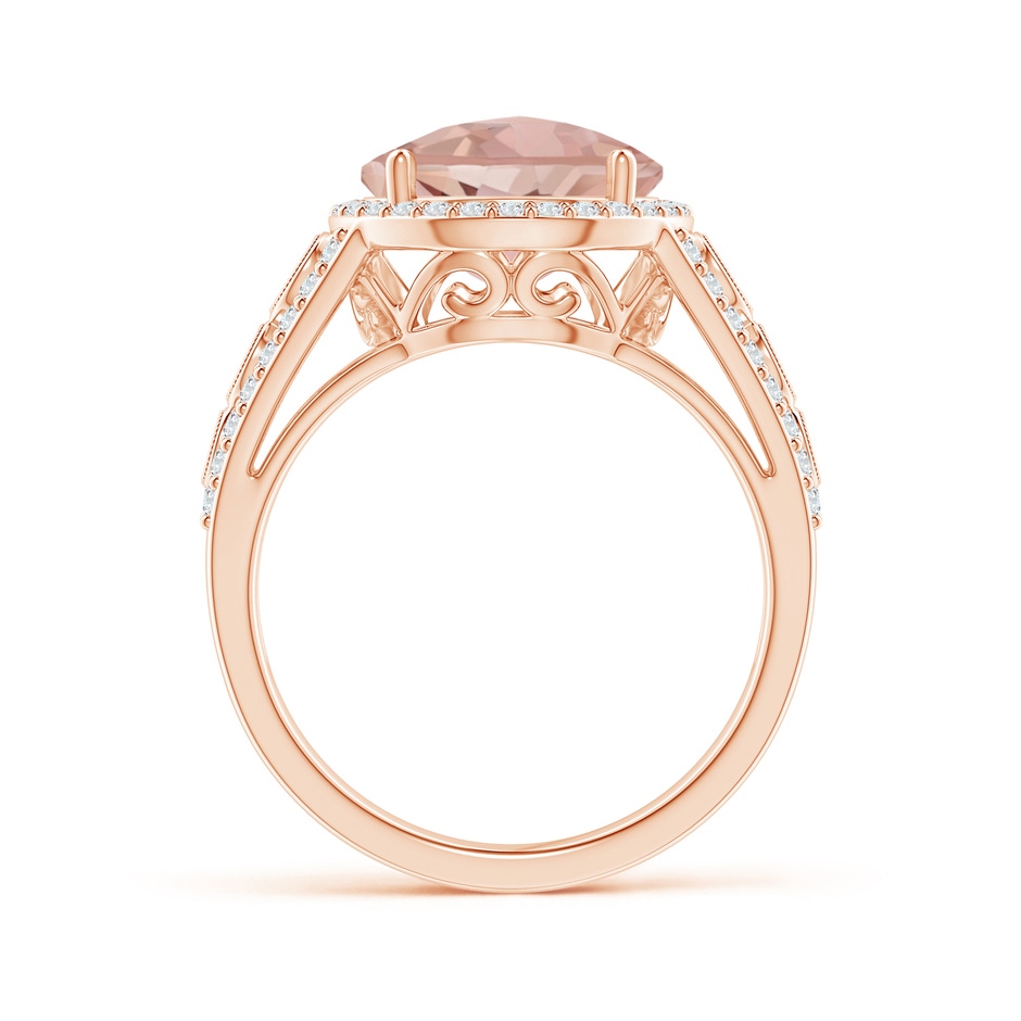 12mm AAAA Round Morganite Halo Regal Ring with Diamond Accents in Rose Gold product image