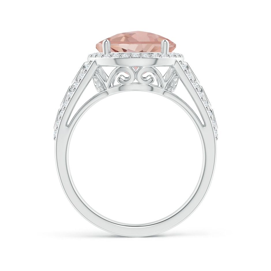 12mm AAAA Round Morganite Halo Regal Ring with Diamond Accents in White Gold product image