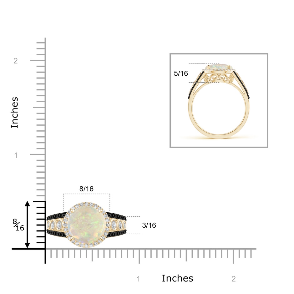 10mm AAA Round Opal Halo Regal Ring with Diamond Accents in Yellow Gold product image
