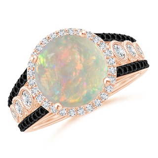 10mm AAAA Round Opal Halo Regal Ring with Diamond Accents in Rose Gold