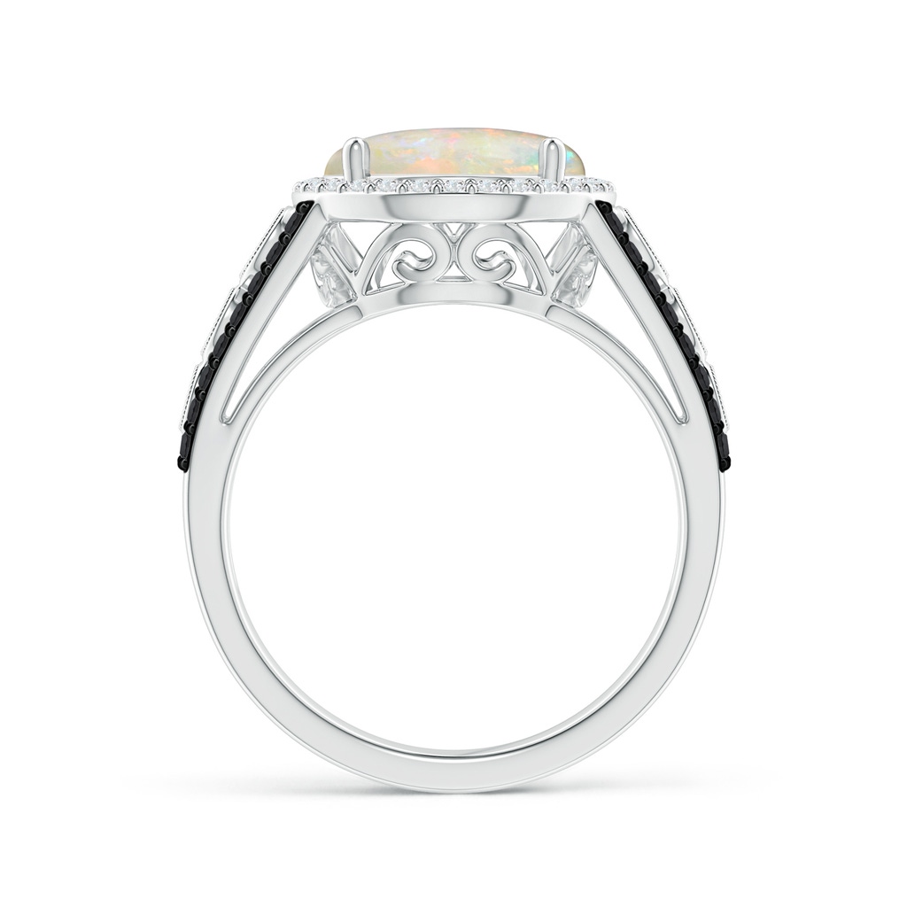 10mm AAAA Round Opal Halo Regal Ring with Diamond Accents in White Gold Side-1