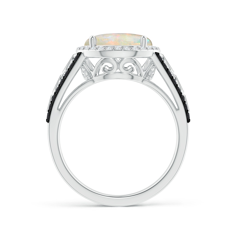 10mm AAAA Round Opal Halo Regal Ring with Diamond Accents in White Gold side-1