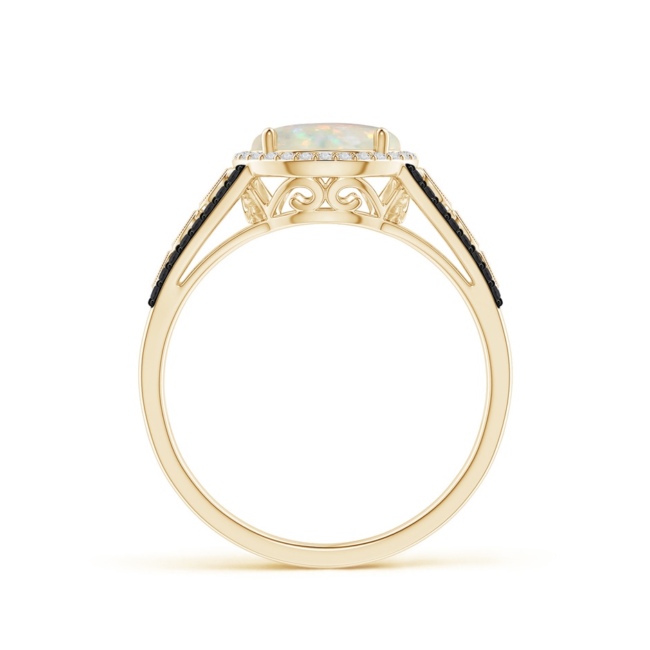 8mm AAA Round Opal Halo Regal Ring with Diamond Accents in Yellow Gold side-1