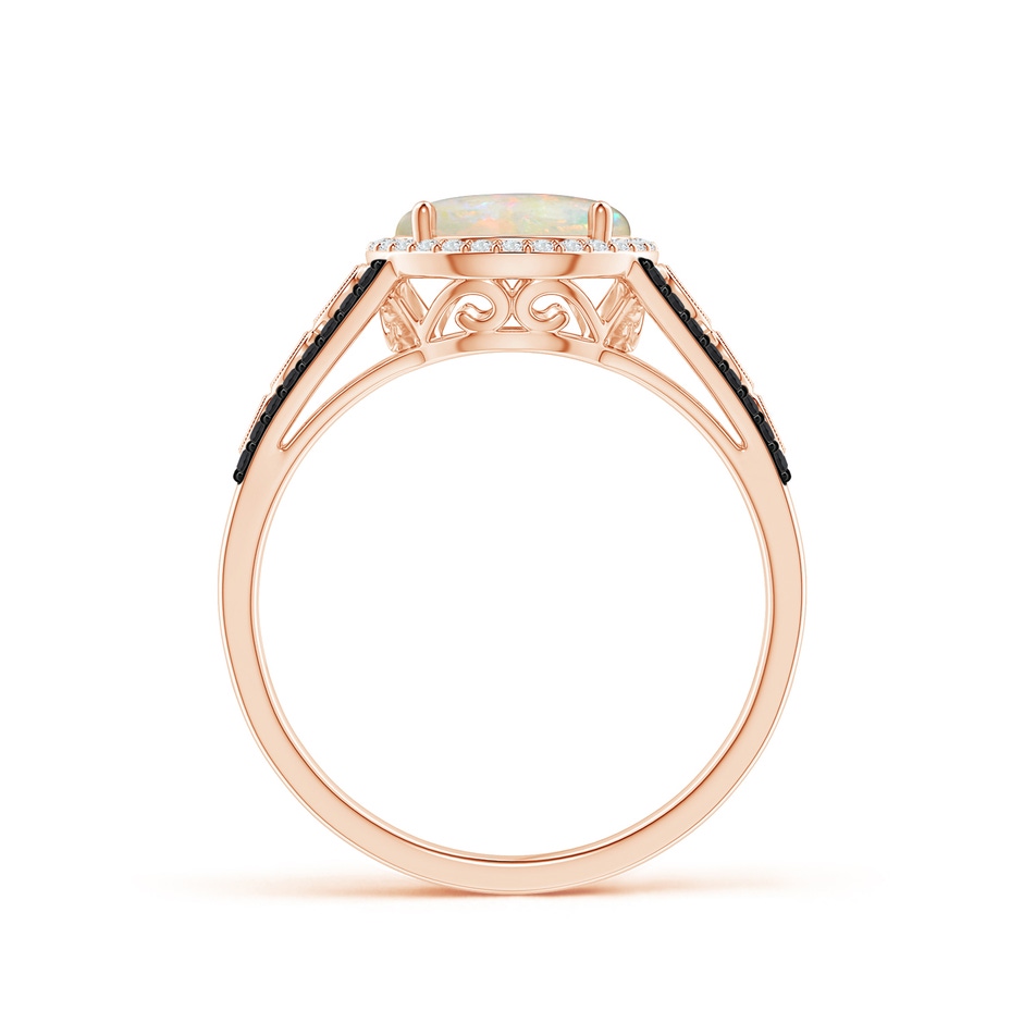 8mm AAAA Round Opal Halo Regal Ring with Diamond Accents in Rose Gold side-1