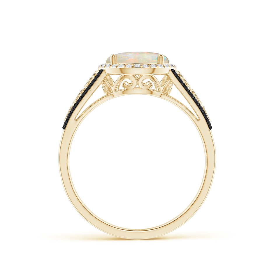 8mm AAAA Round Opal Halo Regal Ring with Diamond Accents in Yellow Gold side-1