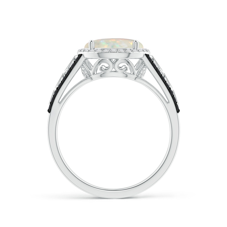 9mm AAA Round Opal Halo Regal Ring with Diamond Accents in White Gold side-1