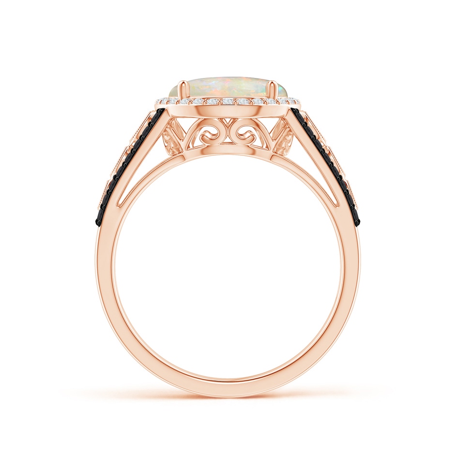 9mm AAAA Round Opal Halo Regal Ring with Diamond Accents in Rose Gold side-1