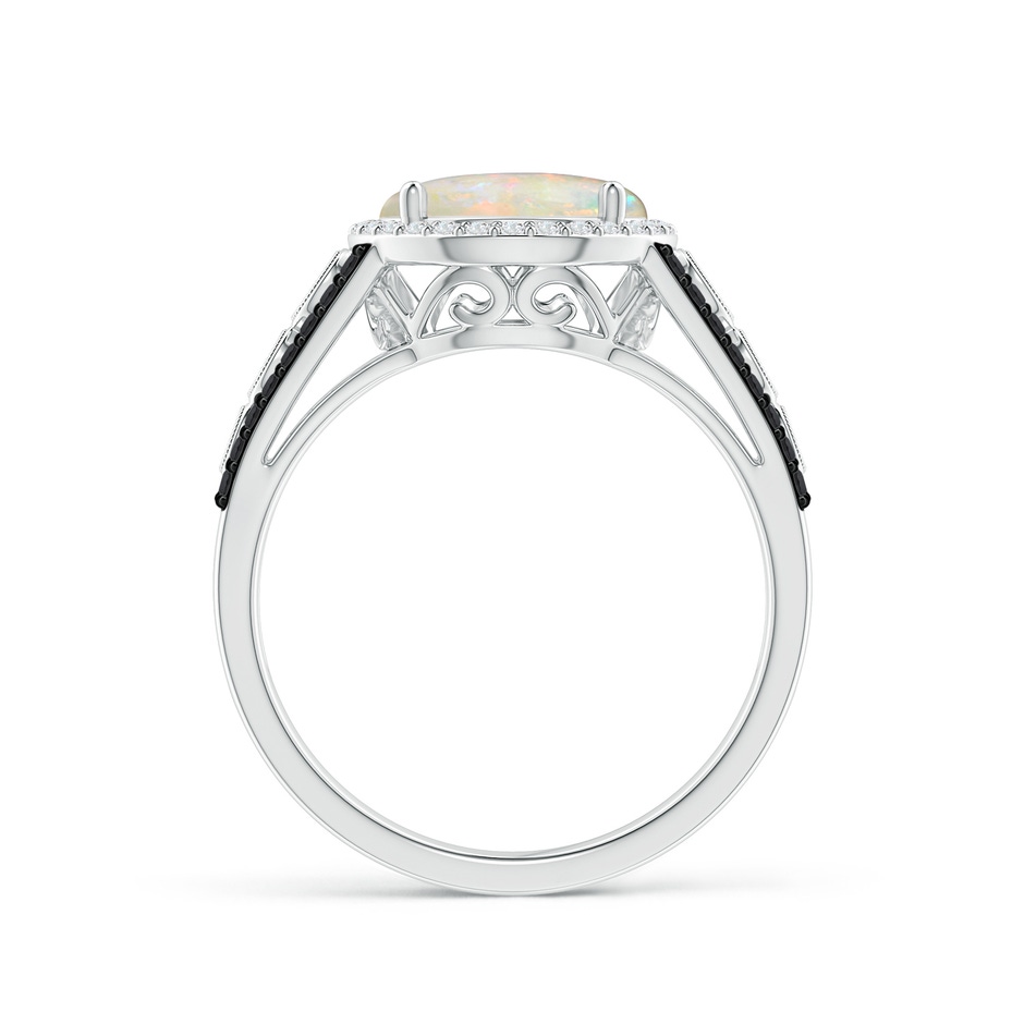 9mm AAAA Round Opal Halo Regal Ring with Diamond Accents in White Gold side-1