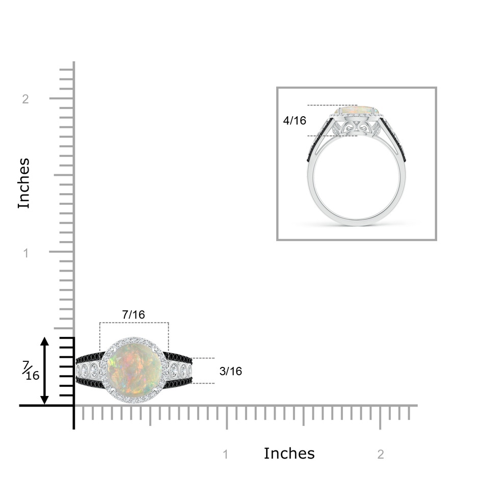 9mm AAAA Round Opal Halo Regal Ring with Diamond Accents in White Gold ruler