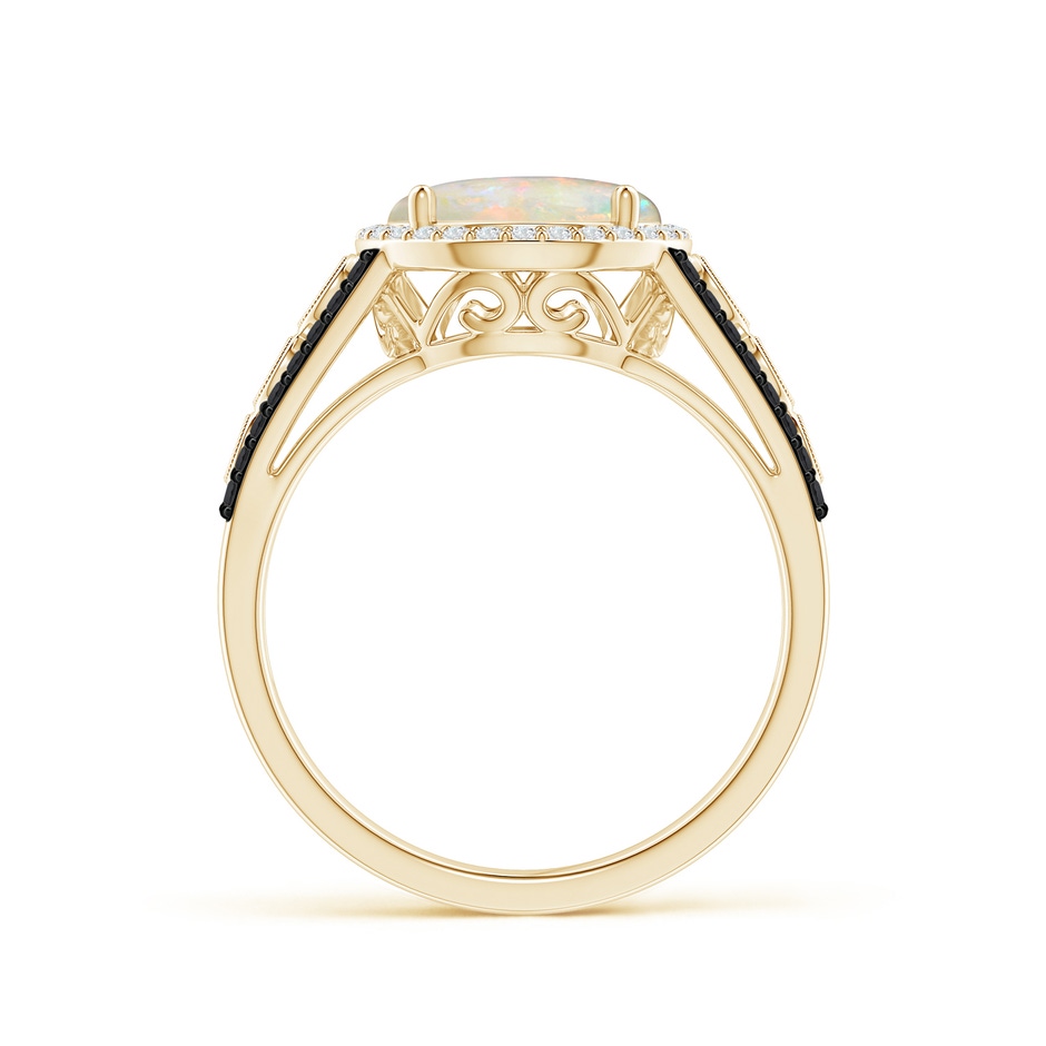 9mm AAAA Round Opal Halo Regal Ring with Diamond Accents in Yellow Gold side-1