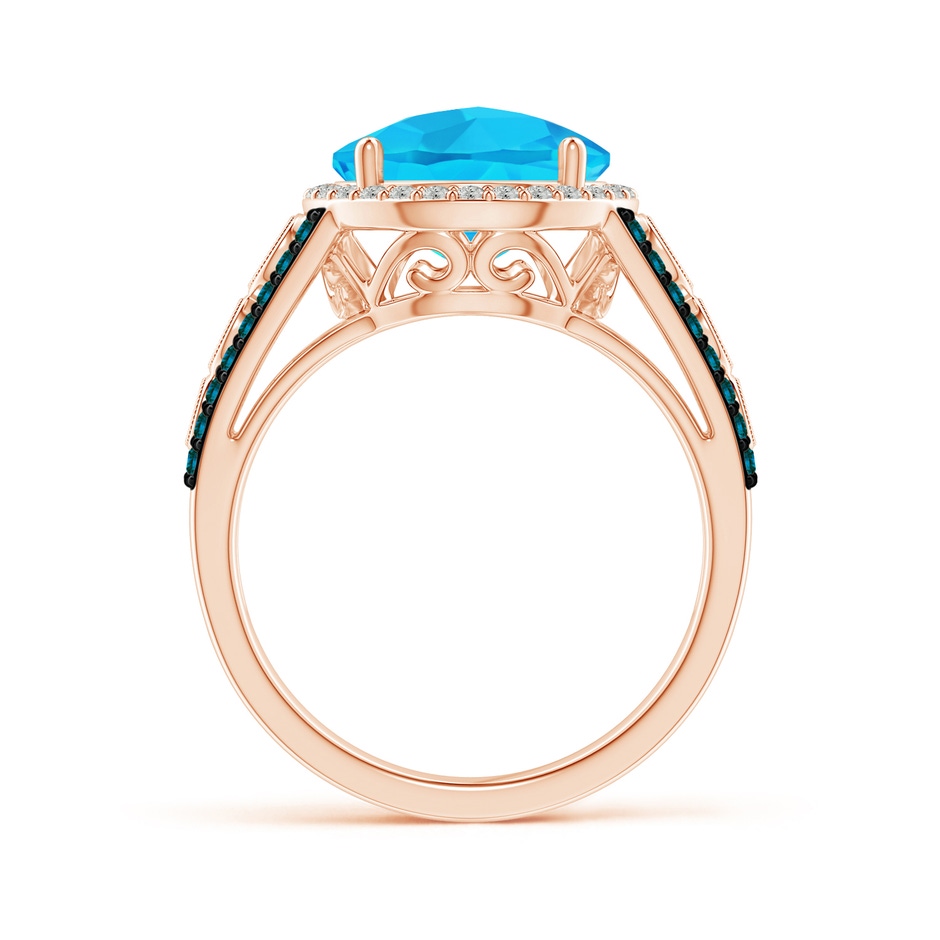 10mm A Round Swiss Blue Topaz Halo Regal Ring with Diamond Accents in Rose Gold side-1