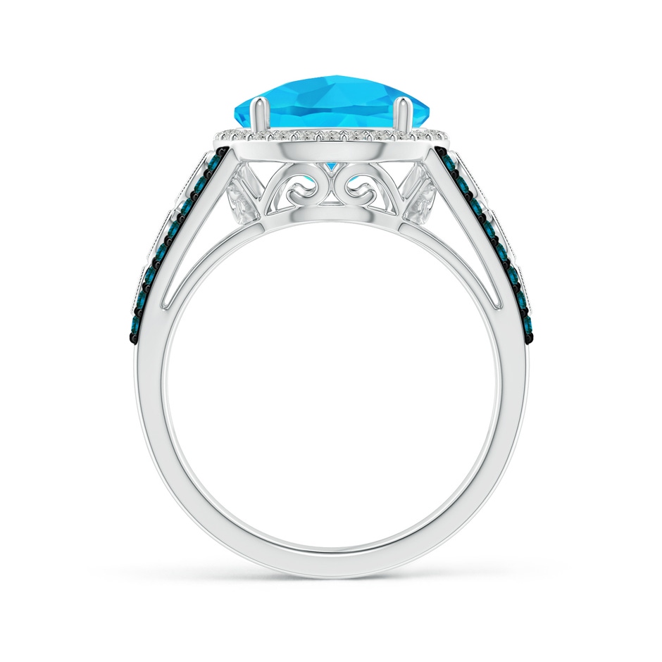 10mm A Round Swiss Blue Topaz Halo Regal Ring with Diamond Accents in White Gold side-1