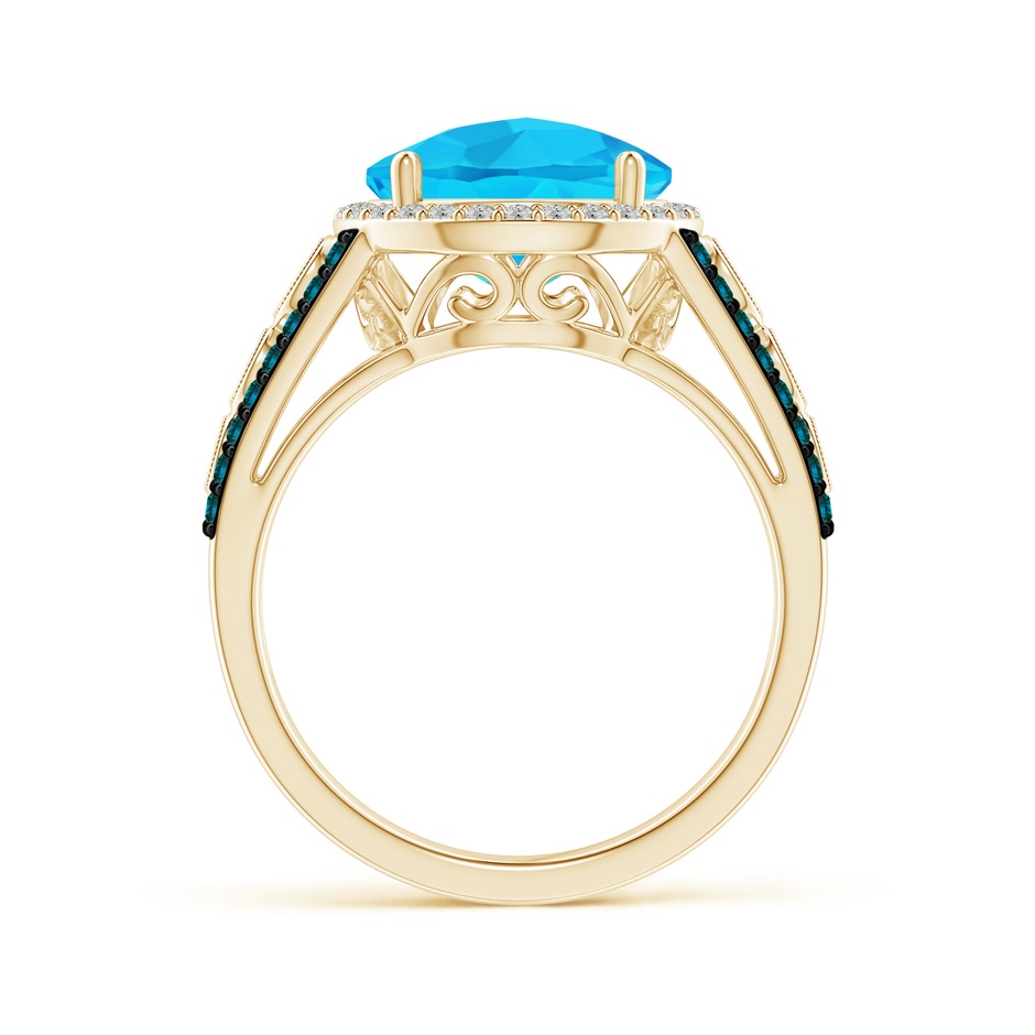 10mm A Round Swiss Blue Topaz Halo Regal Ring with Diamond Accents in Yellow Gold product image