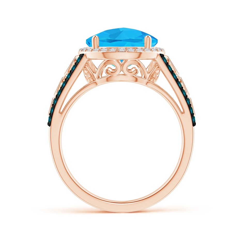 10mm AA Round Swiss Blue Topaz Halo Regal Ring with Diamond Accents in Rose Gold side-1