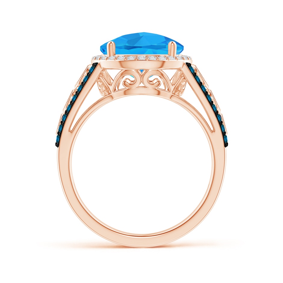 10mm AAA Round Swiss Blue Topaz Halo Regal Ring with Diamond Accents in Rose Gold side-1