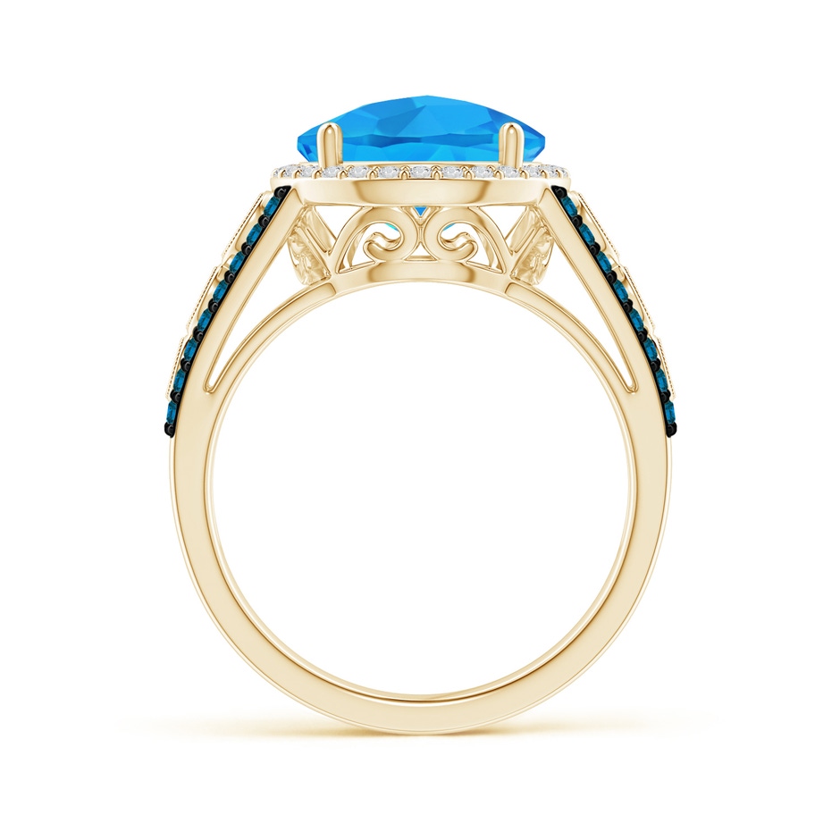 10mm AAA Round Swiss Blue Topaz Halo Regal Ring with Diamond Accents in Yellow Gold side-1