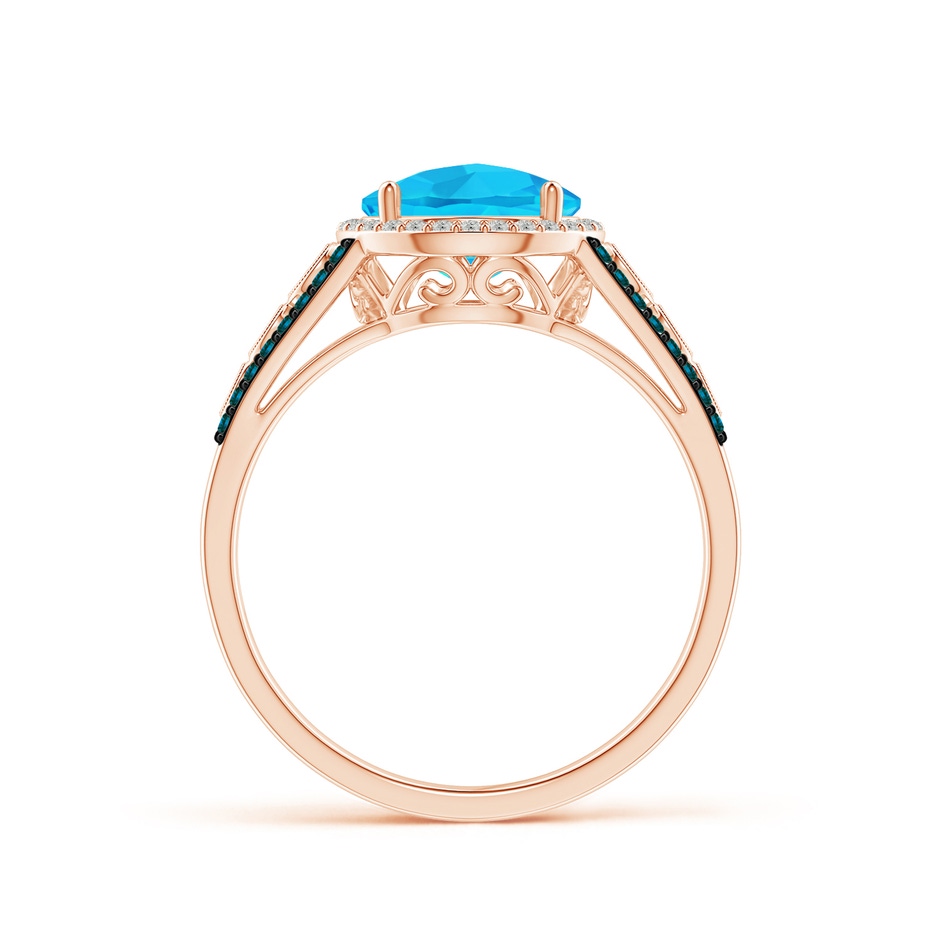 8mm A Round Swiss Blue Topaz Halo Regal Ring with Diamond Accents in Rose Gold side-1