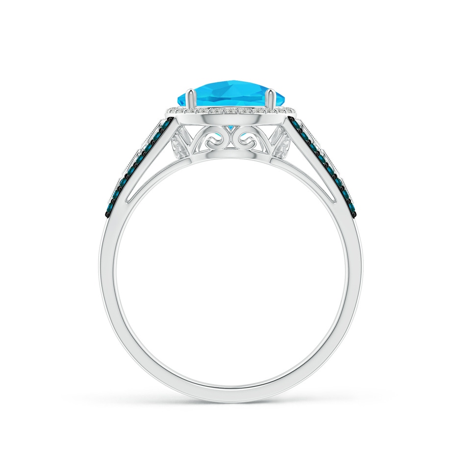 8mm A Round Swiss Blue Topaz Halo Regal Ring with Diamond Accents in White Gold side-1