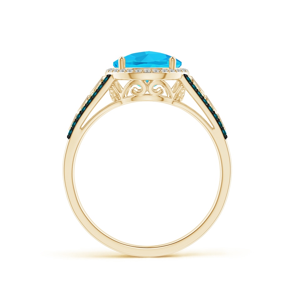 8mm A Round Swiss Blue Topaz Halo Regal Ring with Diamond Accents in Yellow Gold side-1