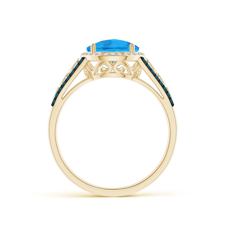 8mm AAA Round Swiss Blue Topaz Halo Regal Ring with Diamond Accents in Yellow Gold side-1