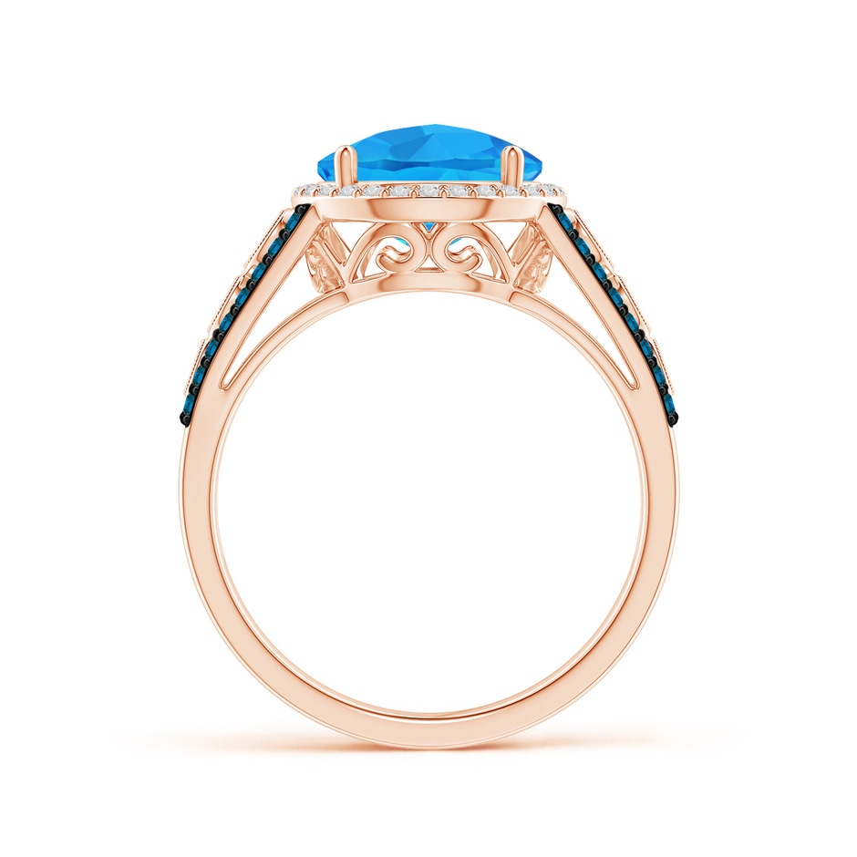 9mm AAA Round Swiss Blue Topaz Halo Regal Ring with Diamond Accents in Rose Gold side-1