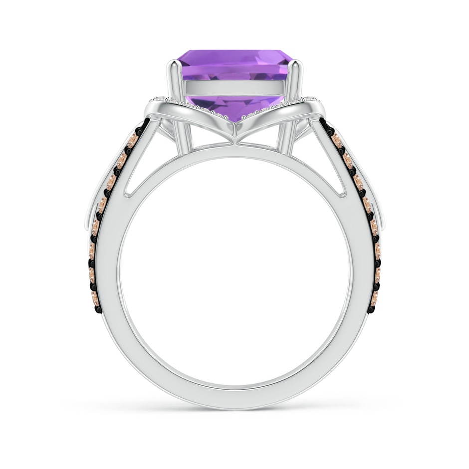 10mm AA Cushion Amethyst Celtic Knot Cocktail Ring in White Gold side-1