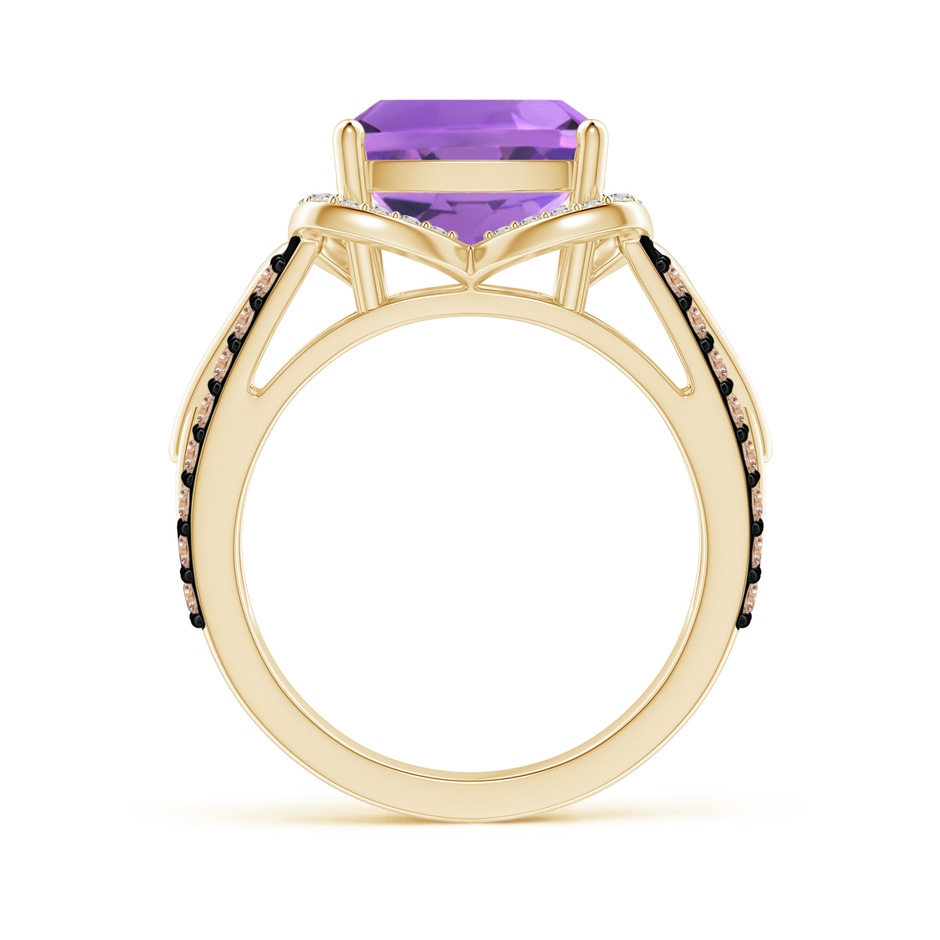 10mm AA Cushion Amethyst Celtic Knot Cocktail Ring in Yellow Gold side-1