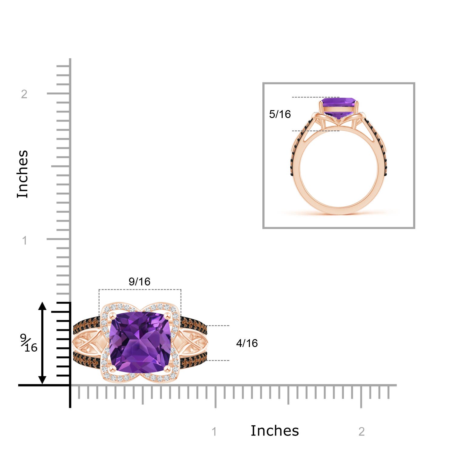 AAAA - Amethyst / 4.41 CT / 14 KT Rose Gold