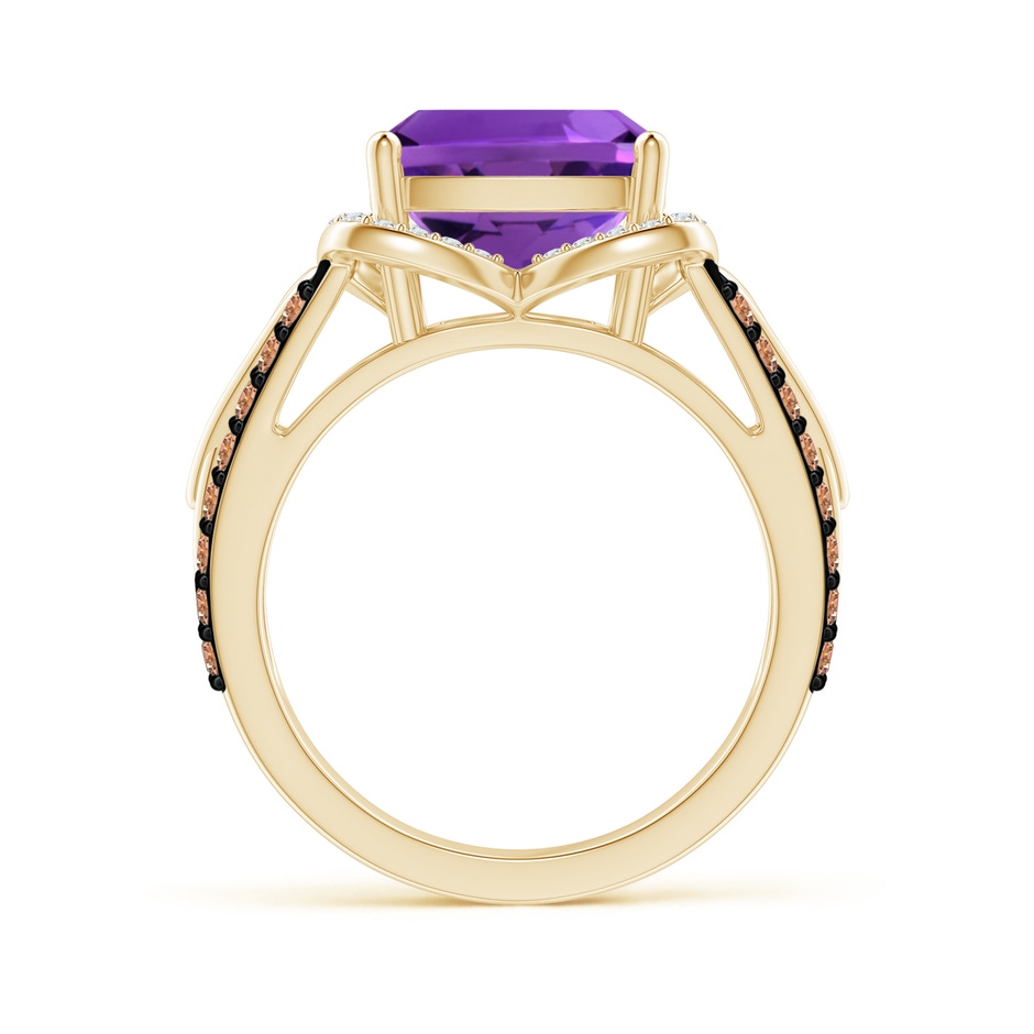 10mm AAAA Cushion Amethyst Celtic Knot Cocktail Ring in Yellow Gold side-1