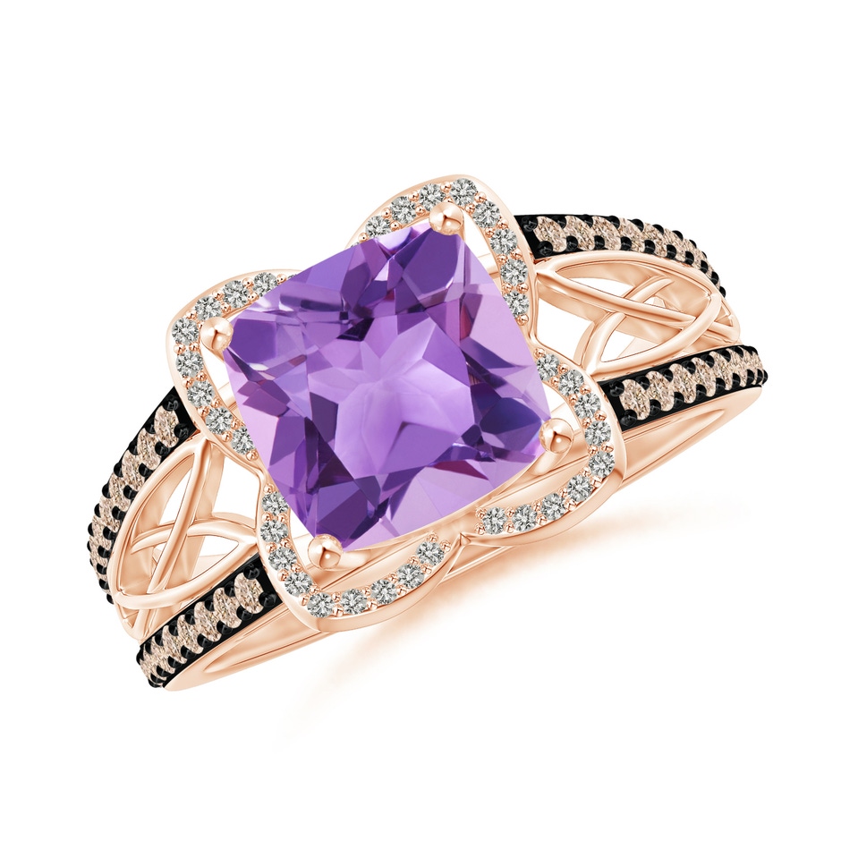 8mm A Cushion Amethyst Celtic Knot Cocktail Ring in Rose Gold 