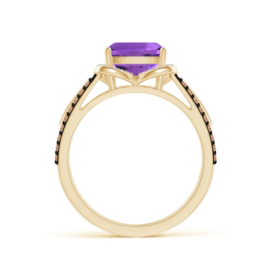 8mm AAA Cushion Amethyst Celtic Knot Cocktail Ring in Yellow Gold side-1