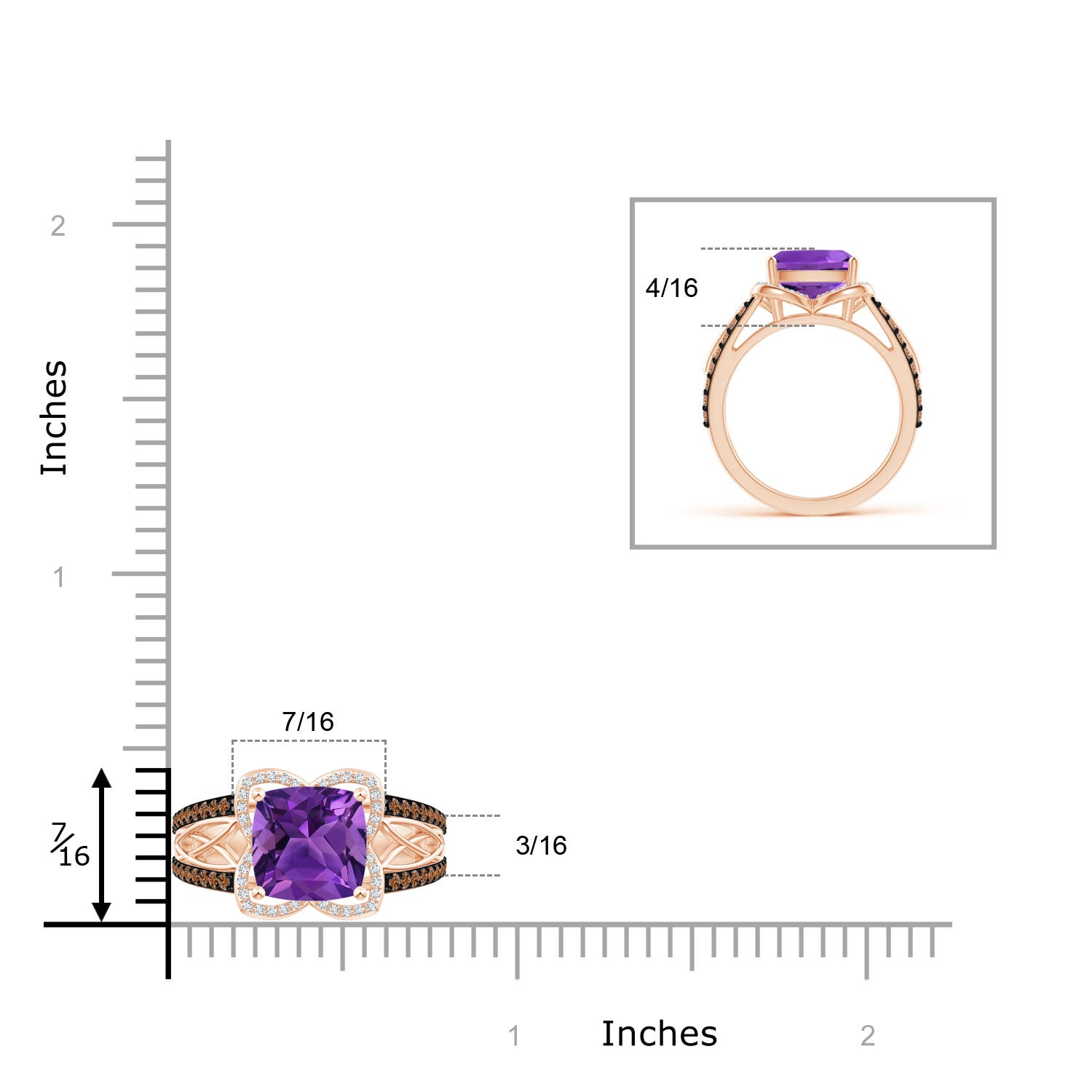 AAAA - Amethyst / 2.6 CT / 14 KT Rose Gold