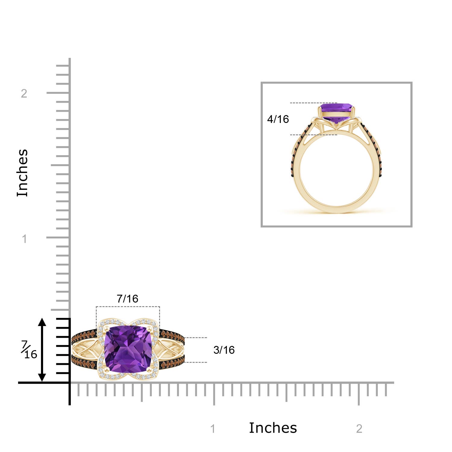 AAAA - Amethyst / 2.6 CT / 14 KT Yellow Gold