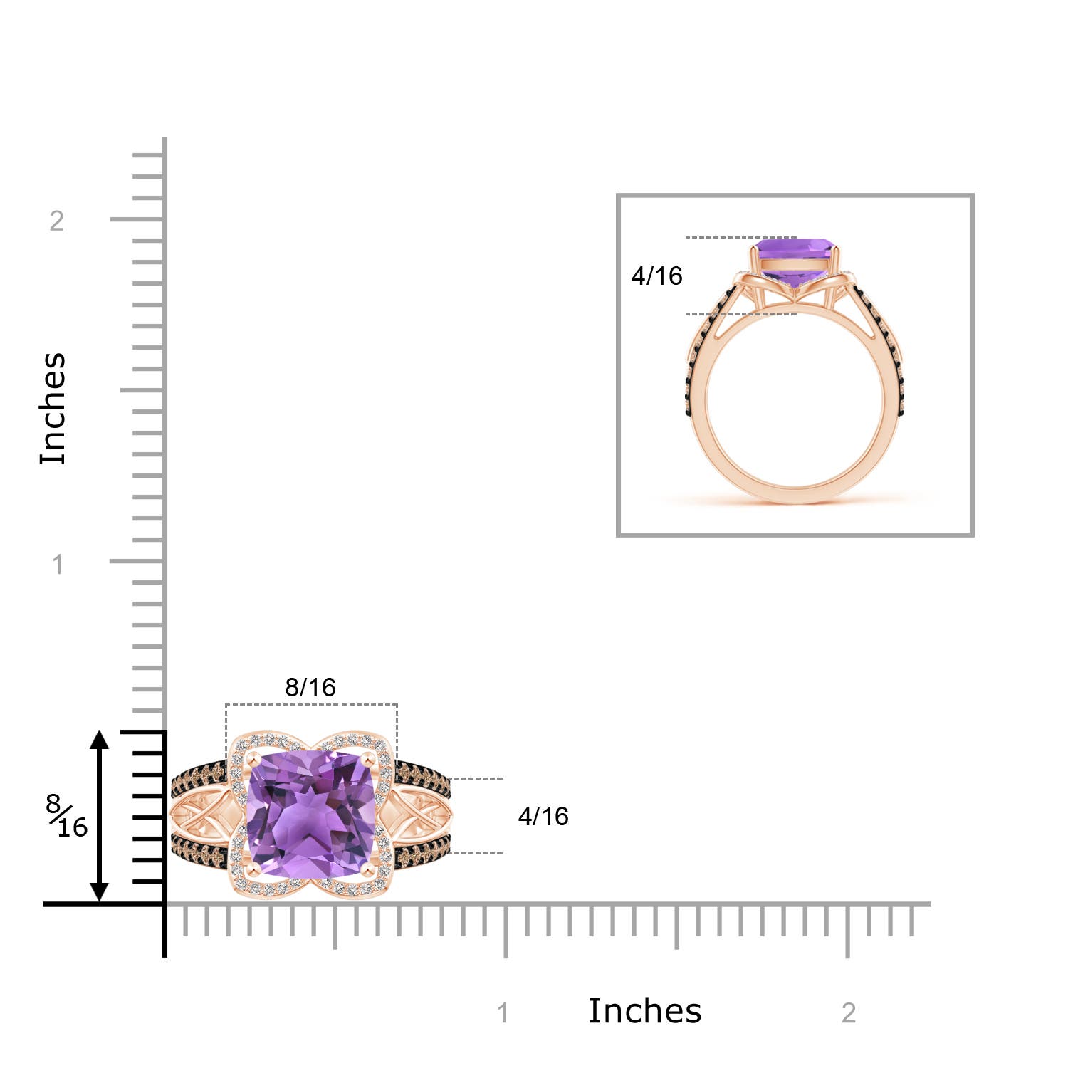 AA - Amethyst / 3.61 CT / 14 KT Rose Gold