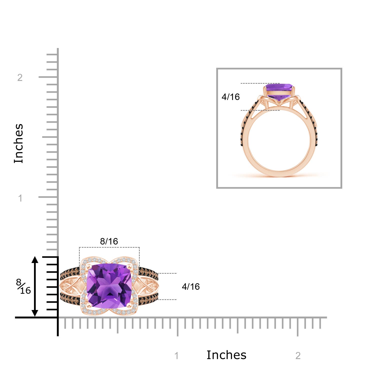 AAA - Amethyst / 3.61 CT / 14 KT Rose Gold