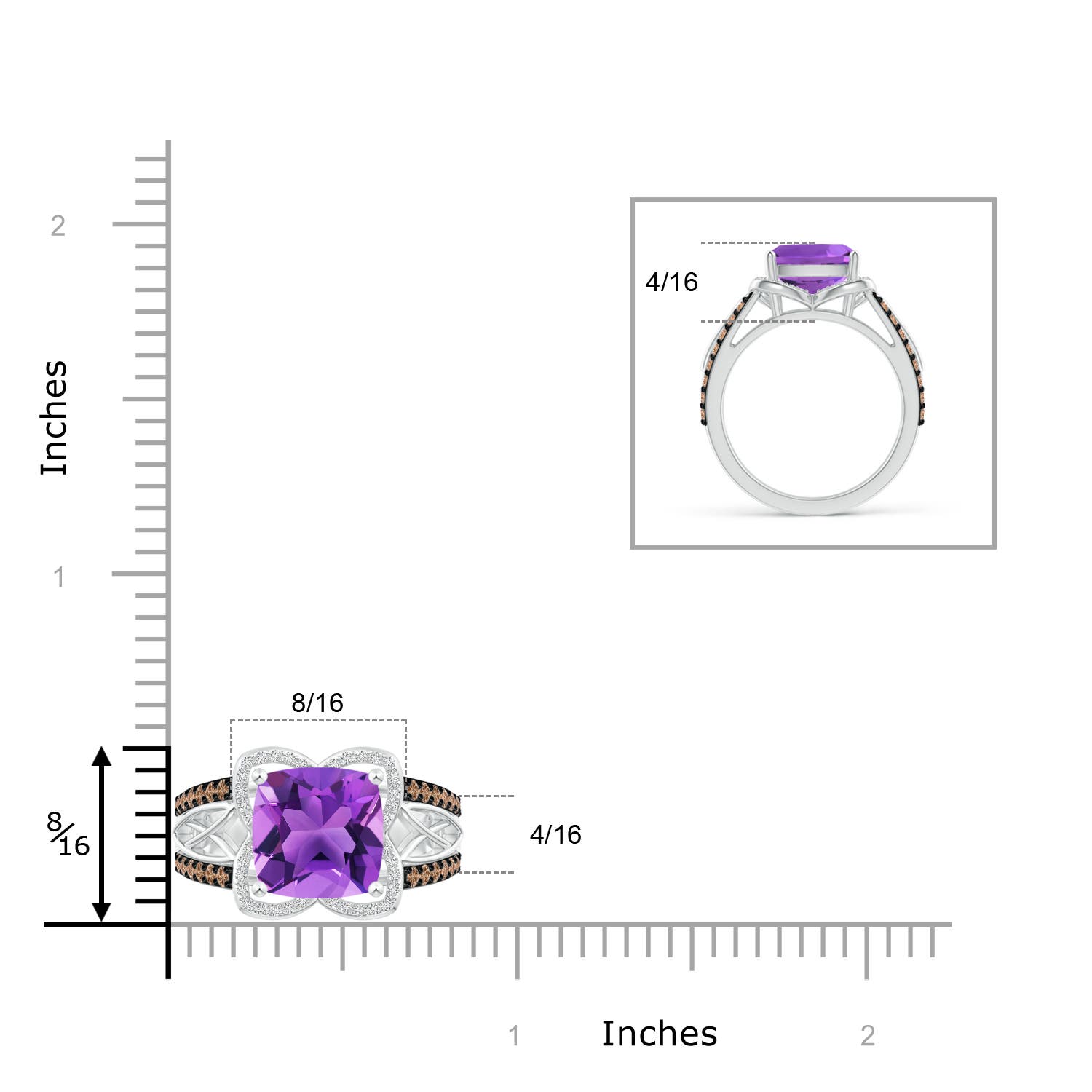 AAA - Amethyst / 3.61 CT / 14 KT White Gold
