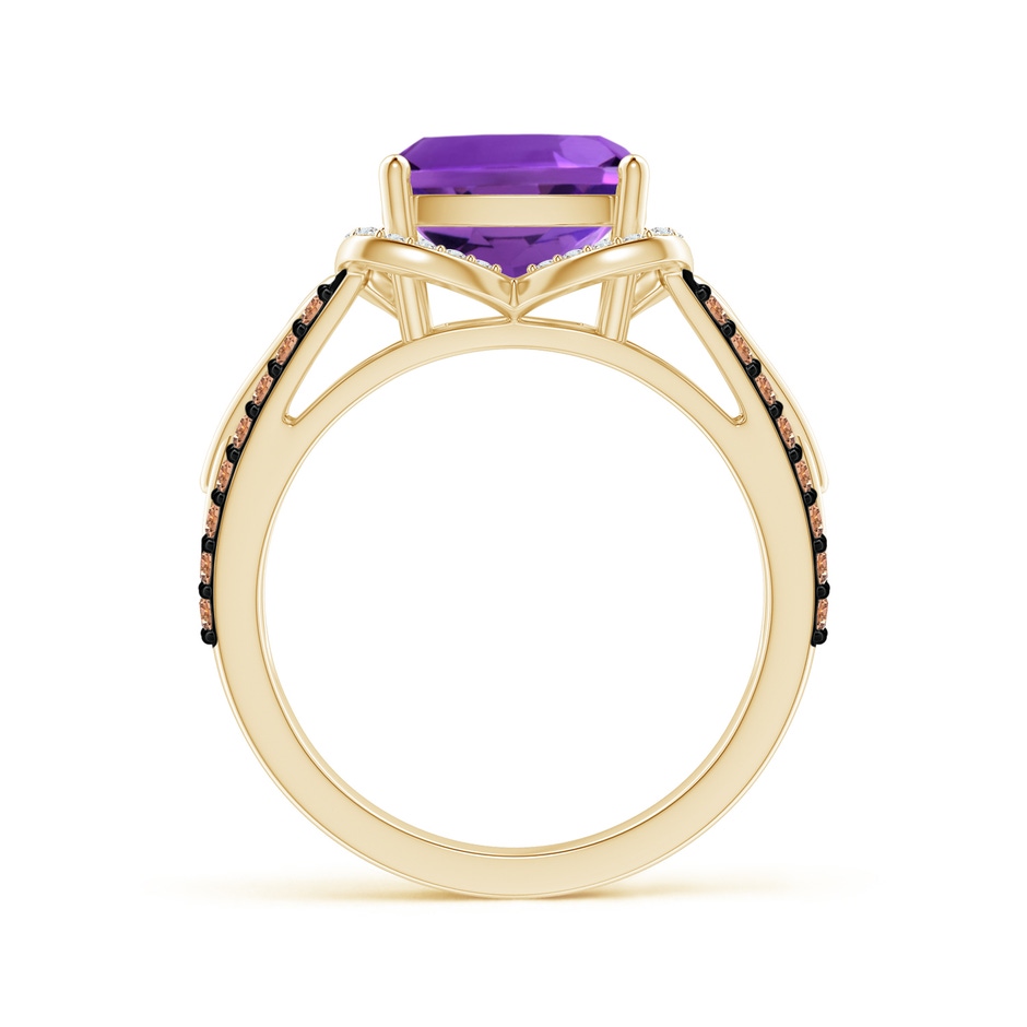 9mm AAAA Cushion Amethyst Celtic Knot Cocktail Ring in Yellow Gold side-1