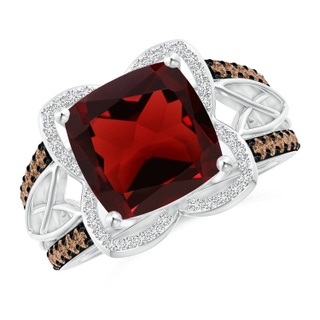 10mm AAA Cushion Garnet Celtic Knot Cocktail Ring in White Gold