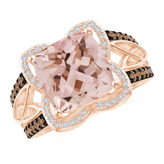 10mm AAA Cushion Morganite Celtic Knot Cocktail Ring in Rose Gold