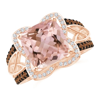 10mm AAAA Cushion Morganite Celtic Knot Cocktail Ring in Rose Gold