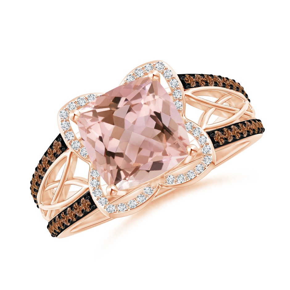 8mm AAAA Cushion Morganite Celtic Knot Cocktail Ring in Rose Gold 