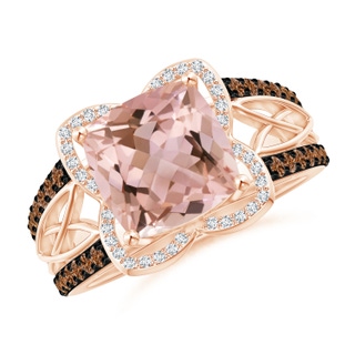 9mm AAAA Cushion Morganite Celtic Knot Cocktail Ring in Rose Gold