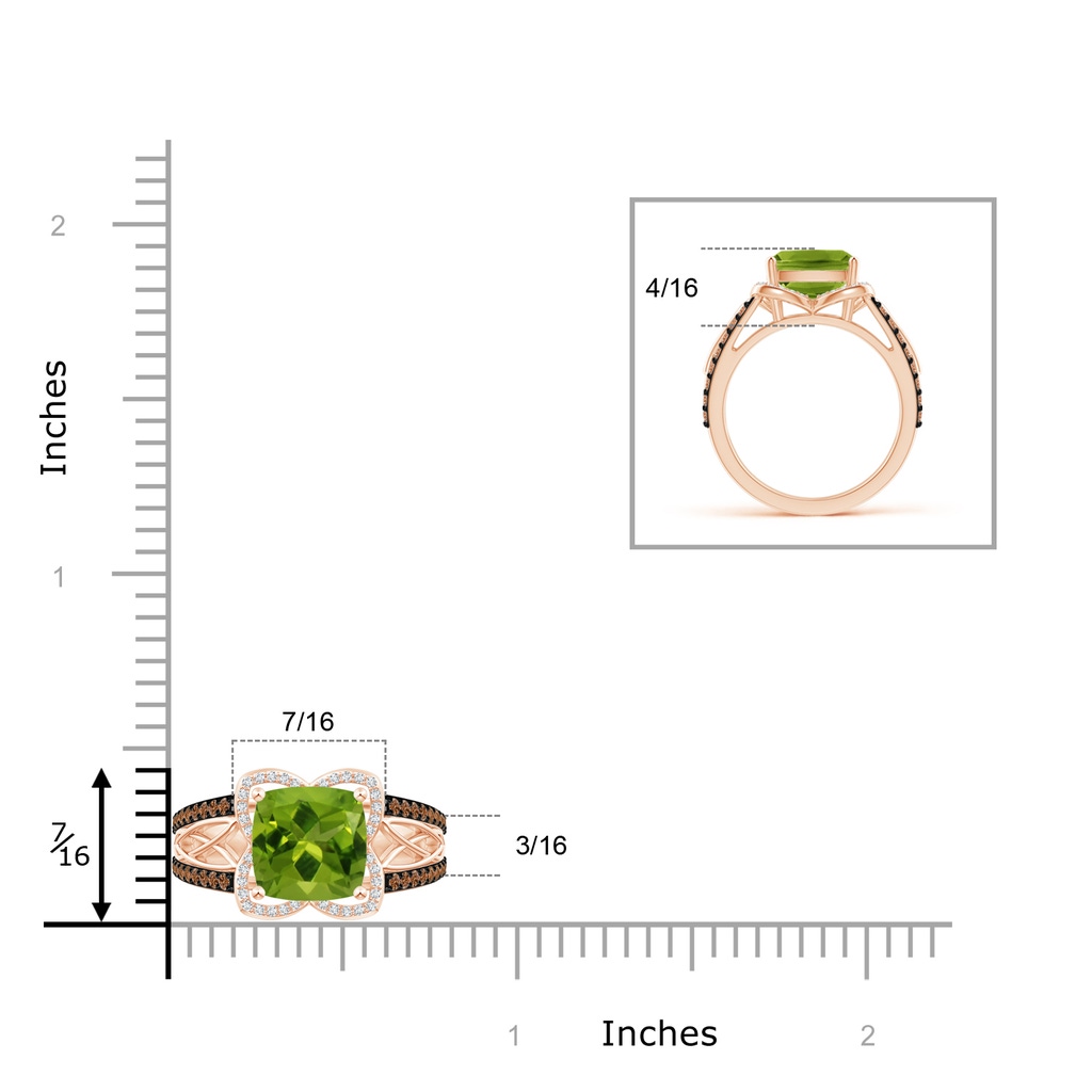 8mm AAAA Cushion Peridot Celtic Knot Cocktail Ring in Rose Gold Product Image